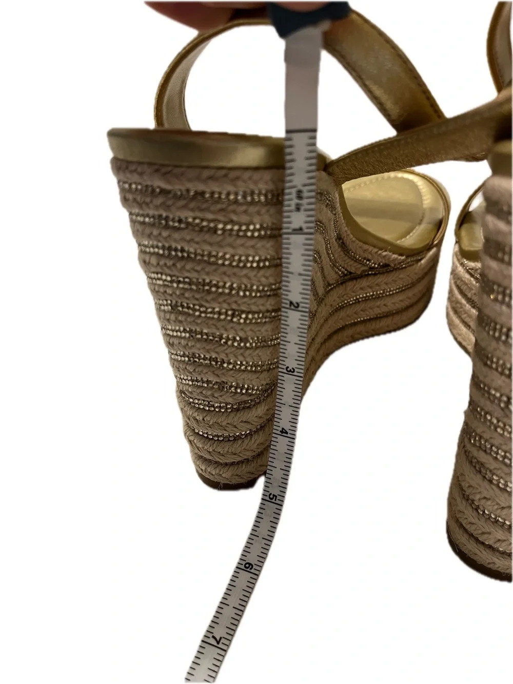 Michael Kors Metallic Gold Espadrille Wedge Sandals Platforms Women’s Size 8.